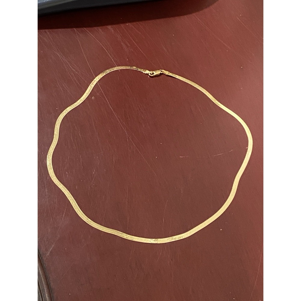Vintage OTC Italy 14K Yellow Gold 3.5mm Herringbone Chain Necklace 20" ~ 5.7gm